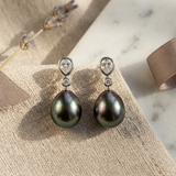 Orecchini - Perle di Tahiti - Pera 8-9 mm - Argento 925 millesimi