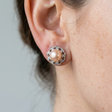 Orecchini - Perle coltivate d'acqua dolce rosa fiore - Argento 925 millesimi