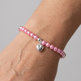 Bracciale Portafortuna - Perla d'acqua dolce - Rotonda 5-6 mm Rosa fucsia