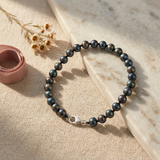 Bracciale - Perle coltivate rotonde 5-6 mm Nera Tahiti - Gioielli da Donna - Oro bianco