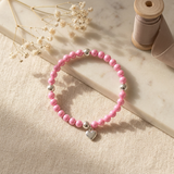 Bracciale Portafortuna - Perla d'acqua dolce - Rotonda 5-6 mm Rosa fucsia