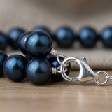 Bracciale - Perle coltivate d'acqua dolce - Semirotonde 9-10 mm Nero Tahiti-Argento