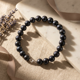 Bracciale - Perle coltivate d'acqua dolce - Semirotonde 8-9 mm Nero Tahiti - Argento