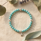 Bracciale portafortuna - Perla d'acqua dolce - Rotonda 5-6 mm Blu turchese