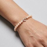 Bracciale - Perle Coltivate Rotonde 6-7 mm Rosa - Oro Bianco