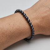 Bracciale portafortuna - Perla d'acqua dolce - Rotonda 5-6 mm Nera Tahiti -