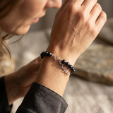 Bracciale - Perle coltivate d'acqua dolce - Semitonde 6-7 mm Nero Tahiti - Argento 925 millesimi