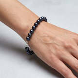 Bracciale - Perle coltivate d'acqua dolce - Semirotonde 8-9 mm Nero Tahiti - Argento