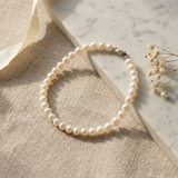 Bracciale - Perle Coltivate Rotonde 5-6 mm Bianche - Oro Bianco