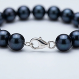 Bracciale - Perle coltivate d'acqua dolce - Semirotonde 7-8 mm Nero Tahiti - Argento