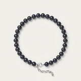 Bracciale - Perle coltivate d'acqua dolce - Semitonde 6-7 mm Nero Tahiti - Argento 925 millesimi