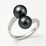 Toi & Moi Anello per bottoni 8-9 mm Nero Tahiti-Argento 925 millesimi