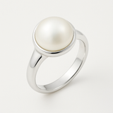Anello - Perle coltivate d'acqua dolce - Diametro bottone 9-10 mm Bianco -