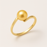 Anello- Perle coltivate d'acqua dolce- Diametro rotondo 7-8 mm Oro- Misura 48 (EU)- Oro giallo