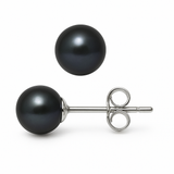 Orecchini - Perle coltivate d'acqua dolce rotonde 7-8 mm Nere Tahiti - Gioielli da donna