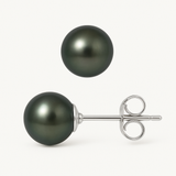 Orecchini in argento con perle coltivate di Tahiti - Diametro 8-9 mm