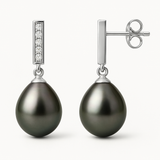 Orecchini - Perle di Tahiti - Diametro pera 8-9 mm - Argento