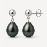 Orecchini - Perle coltivate di Tahiti - Diametro ovale 8-9 mm - Argento sterling 925
