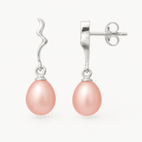 Orecchini - Perla coltivata d'acqua dolce - Pera 8-9 mm Rosa - Oro bianco