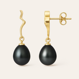 Orecchini - Perle Coltivate 8-9 mm Nera Tahiti - Oro Giallo