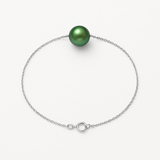Bracciale - Perla coltivata d'acqua dolce - Diametro 8-9 mm Verde intenso - Argento sterling 925