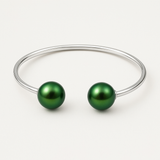 Bracciale - Perle Coltivate D'acqua Dolce Diametro 9-10 mm Verde Intenso - Argento Sterling 925