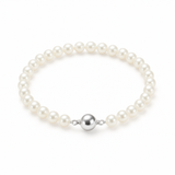 Bracciale - Perle coltivate d'acqua dolce - Semitonde 5-6 mm Bianco - Gioielli da donna - Argento 925 millesimi