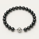 Bracciale - Perle coltivate d'acqua dolce - Semirotonde 5-6 mm Nero Tahiti - Argento