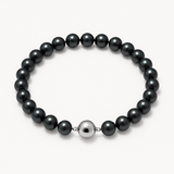 Bracciale - Perle coltivate d'acqua dolce - Semirotonde 6-7 mm Nero Tahiti-Argento