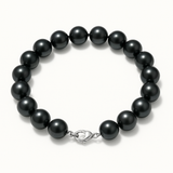Bracciale - Perle coltivate d'acqua dolce - Semirotonde 9-10 mm Nero Tahiti-Argento
