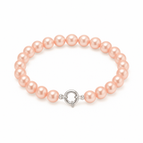 Bracciale - Perle Coltivate Rotonde 6-7 mm Rosa - Oro Bianco