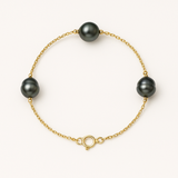Bracciale - Perle coltivate d'acqua dolce cerchiate 8-9 mm Bianche - Gioielli da donna - Oro giallo