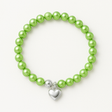 Bracciale Portafortuna - Perla d'acqua dolce - Rotonda 5-6 mm Verde tonico