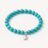 Bracciale portafortuna - Perla d'acqua dolce - Rotonda 5-6 mm Blu turchese