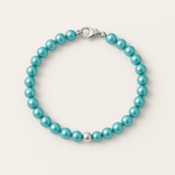 Bracciale portafortuna - Perla d'acqua dolce - Rotonda 5-6 mm Blu turchese