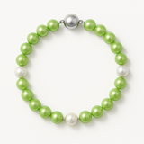 Bracciale Portafortuna - Perla d'acqua dolce - Rotonda 5-6 mm Verde tonico