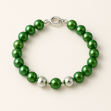 Bracciale Portafortuna - Perla d'acqua dolce - Rotonda 5-6 mm Verde intenso