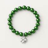 Bracciale Portafortuna - Perla d'acqua dolce - Rotonda 5-6 mm Verde intenso