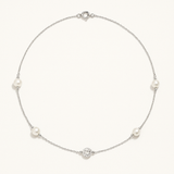 CRISTALLO Collana di perle coltivate Diametro 5-6 mm Cristallo bianco-argento