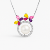 Collana Fiori - Perla coltivata 9-10 mm Bianca - Argento