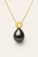 Collana- Bottone di Perle di Tahiti 8-9 mm- Oro giallo