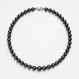 Collana di perle coltivate rotonde 5-6 mm Nera Tahiti - Argento