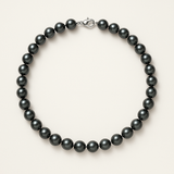 Collana - Perla d'acqua dolce semitonda 8-9 mm Tahiti nera - Argento