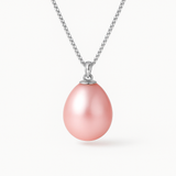 Collana di perle coltivate in oro bianco - Diametro 9-10 mm Rosa