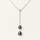 Collana Toi & Moi 2 Perle Coltivate 7-8 mm Verde-Argento intenso