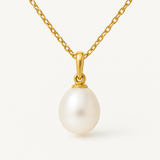 Ciondolo - Perla coltivata d'acqua dolce - Bottone 7-8 mm Bianco - Oro giallo