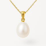 Perla coltivata d'acqua dolce - Diametro pera 9-10 mm Bianca - Gioielli da donna - Oro giallo