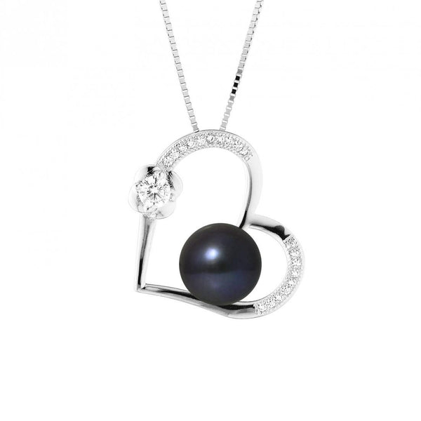 Collana in argento e perle nere