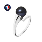 Anello- Perle Coltivate- Rotonde 8-9 mm Nero Tahiti- Oro Bianco