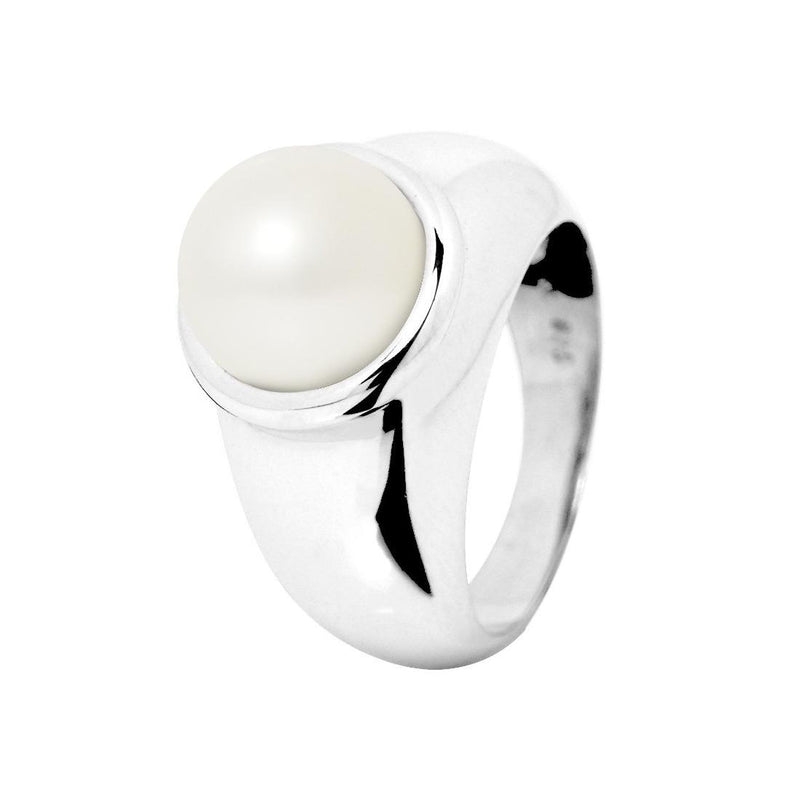 Anello - Perle coltivate d'acqua dolce - Diametro bottone 9-10 mm Bianco -